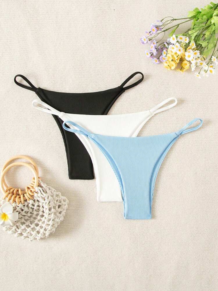 Summer Beach Ladies' Ribbed Bikini Bottoms