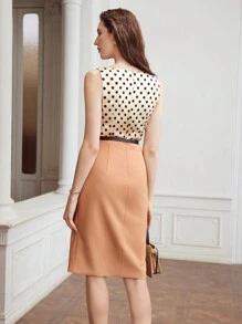 MOTF PREMIUM WOVEN WOMEN'S POLKA DOT PRINTED COWL NECK DRESS,SUMMER OUTFITS