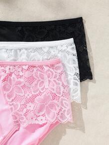 SHEIN 3 Peças Renda Painel Triângulo Calcinha Lingerie