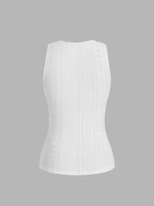 SHEIN Frenchy Women'S Solid Color Hollow Out Embroidery Wrap Tank Top For Summer - Multicolor - View 3