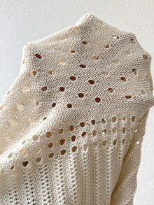 Breezaya Ladies' Solid Color V-Neck Hollow Knitted Sweater With Long Sleeves