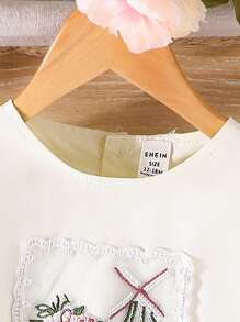 嬰兒女童刺繡網紗拼接裙 - 米色 - 查看 5