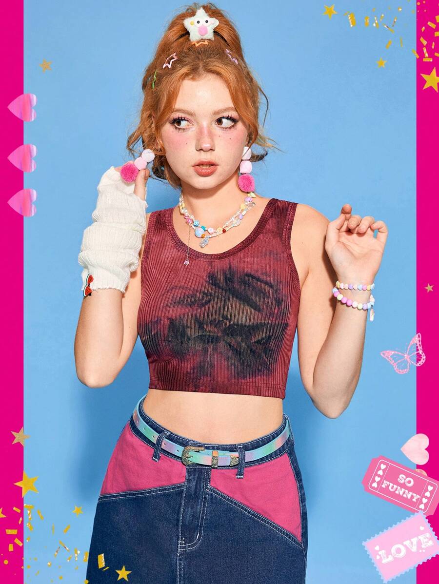 SHEINNeu Women'S Crop Top Tie Dye Tank Top - Multicolor - View 1