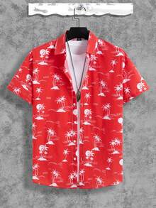 Manfinity RSRT Men's Tropical Print Shirt - Red - View 2