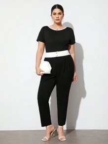 BizChic Pantalones De Traje Con Bloque De Color Para Mujeres De Talla Grande