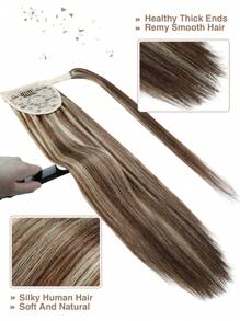 Straight Ponytail Colored Human Hair Extension Hair Extensions - S4/613 - View 5