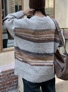 DAZY Women's Striped Color Block Sweater - Blue - View 8