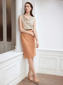 MOTF PREMIUM WOVEN WOMEN'S POLKA DOT PRINTED COWL NECK DRESS,SUMMER OUTFITS