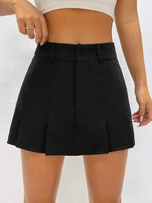 SHEIN Unity Women's Pleated Culottes - Black - View 5