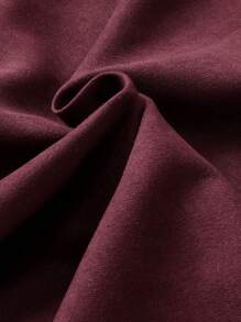 Flirla Dress Ukuran Plus Berikat Tombol Depan Plain Casual - Burgundy - View 8
