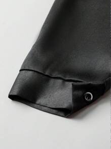 Celure Plus Plunge Neck Knot Front Blouse - Black - View 7