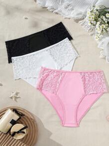 SHEIN 3 Peças Renda Painel Triângulo Calcinha Lingerie