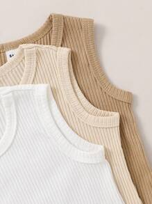 SHEIN Playful Pals 3 bucăți pentru bebeluși băieți ocazional, simplu, acasă/zilnic/tot-se potrivesc, confortabil tank body pentru primăvară/vară