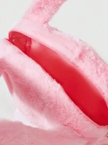 ROMWE X Care Bears Light Pink Plush Shoulder Tote Bag, Valentines - Baby Pink - View 7