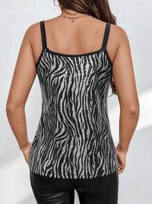 SHEIN Privé Women's Sleeveless Sequined Holiday Summer Tank Top For Commuting And Party - Black - View 2