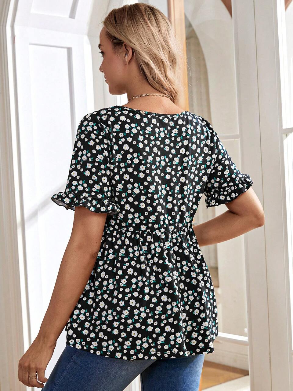 Maternity Nursing Floral Shirt
