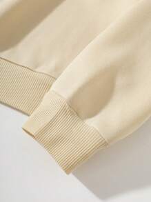 SHEIN EZwear 女士猫咪印花落肩卫衣，适合毕业季、返校季、教师节等场合，秋季返校套头衫 - 墨綠色 - 查看 3