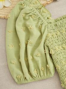 SHEIN Unity Blouse À Manches Bouffantes Et Ourlet Froncé En Chevauchement