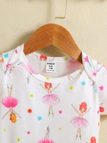 SHEIN 6pcs/Set Baby Girl's Casual Cute Elf Pattern Printed Gift Set For Home And Daily Wear In Spring And Summer - Pink - View 3