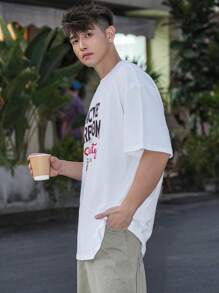 DAZY Men's Letter Printed Summer T-Shirt - White - View 7