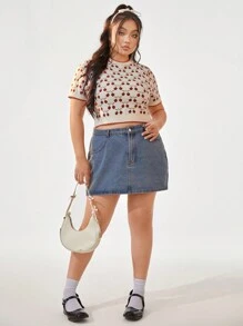 SHEIN EZwear 大尺碼女士早春針織毛衣,可愛櫻桃圖案設計 - 彩色 - 查看 3