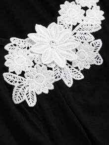 DAZY 色塊印花裝飾睡裙和浴袍套裝 - 黑色 - 查看 7