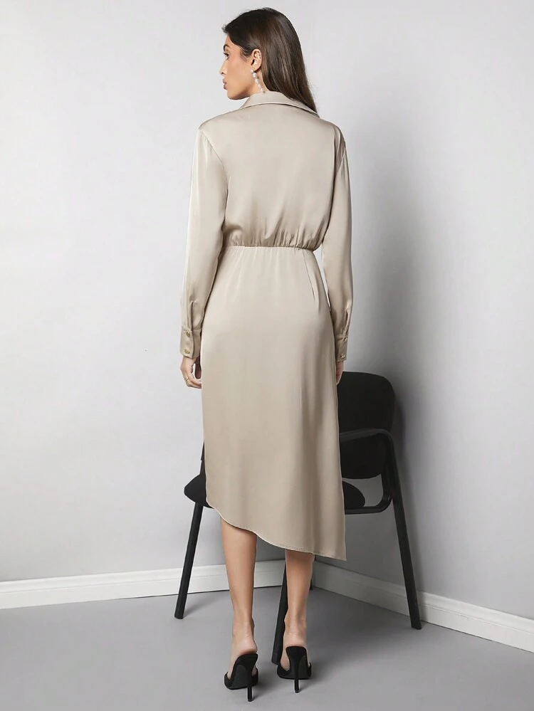 Women'S Solid Color Wrap Dress