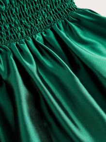 Flirla Women's Plus Size Solid Color Strapless Top With Pleated Details And Cinching Waist - Green - View 2