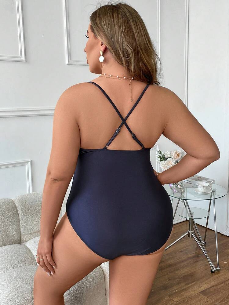 Plus Size One-Piece Lace Swimsuit With Floral Edge Wedding Summer