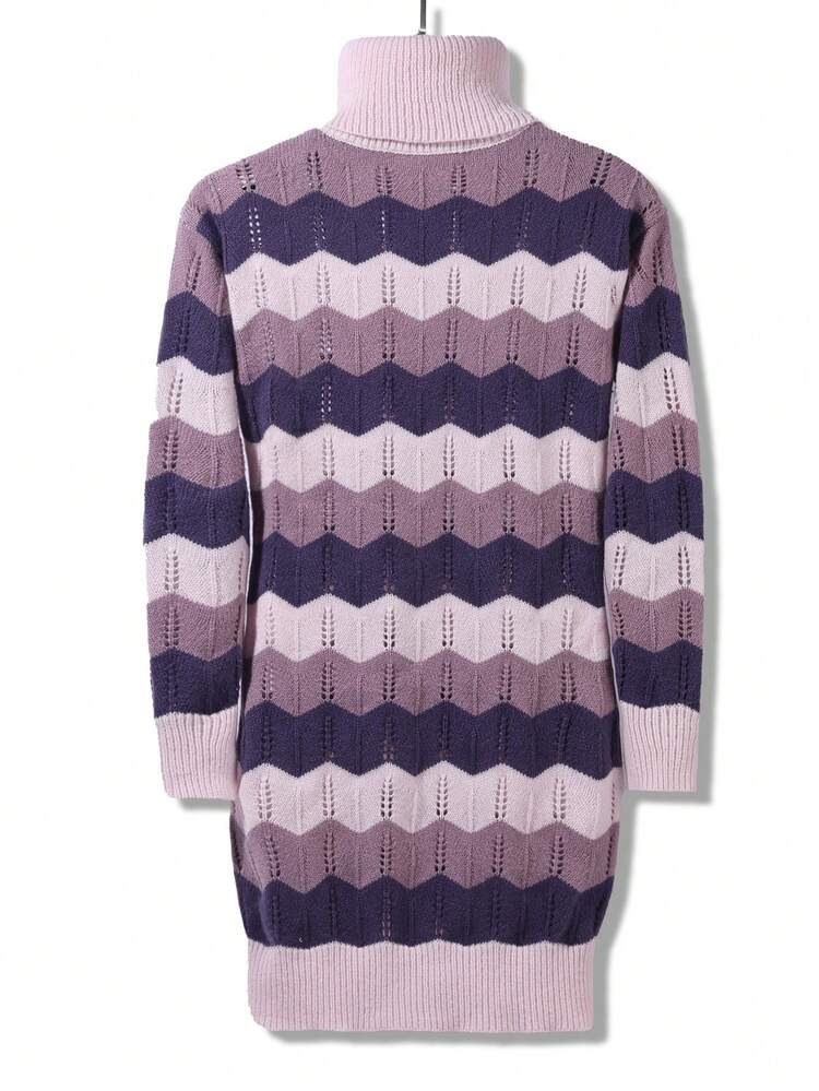 Women's Colorblock Turtleneck Sweater Dress