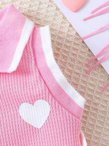 SHEIN Baby Girl Sleeveless Heart Pattern Printed Tank Dress And Bag, Cute, Sweet, Elegant, Perfect For Outdoor Activities In Spring And Summer - Pink - View 5