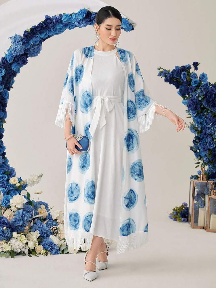Women's Floral Printed Jacket And Dress Set 2 Piece Set