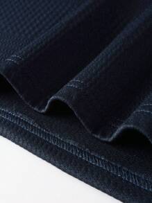 Manfinity Homme Men's Solid Color Long Sleeve Polo Shirt, Fall - Royal Blue - View 6