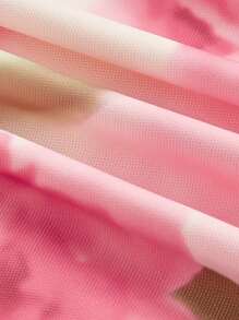 SHEIN MOD 女式荷叶边下摆花卉印花连衣裙 - 粉色 - 查看 4