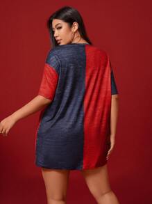 Flirla Áo thun cổ tròn in hình Poker cỡ lớn cho nữ nhân dịp năm mới, áo thun họa tiết, áo mùa hè - Đỏ - Xem 2