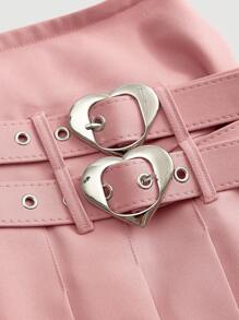 SHEIN MOD 女士純色休閒百褶裙 - 粉色 - 查看 4