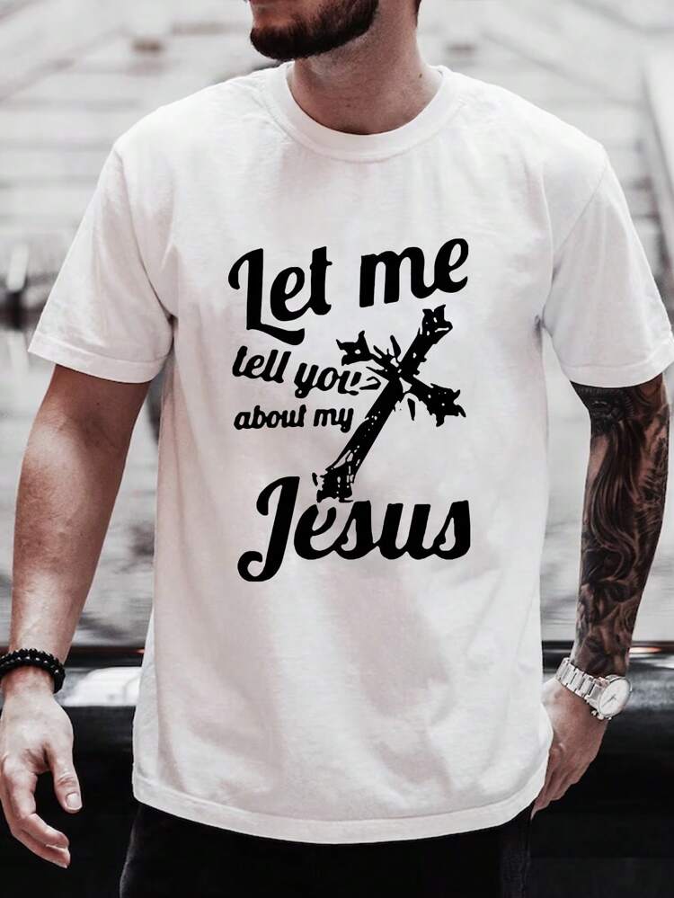 Men's Casual Slogan Printed Short Sleeve T-Shirt