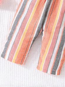 嬰兒女童休閒條紋多彩連身衣,適用於假期 - 彩色 - 查看 3