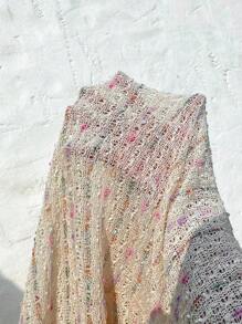 Flirla Plus Size Women'S Colorful Hollow Out Long Sleeve Coat - Multicolor - View 8