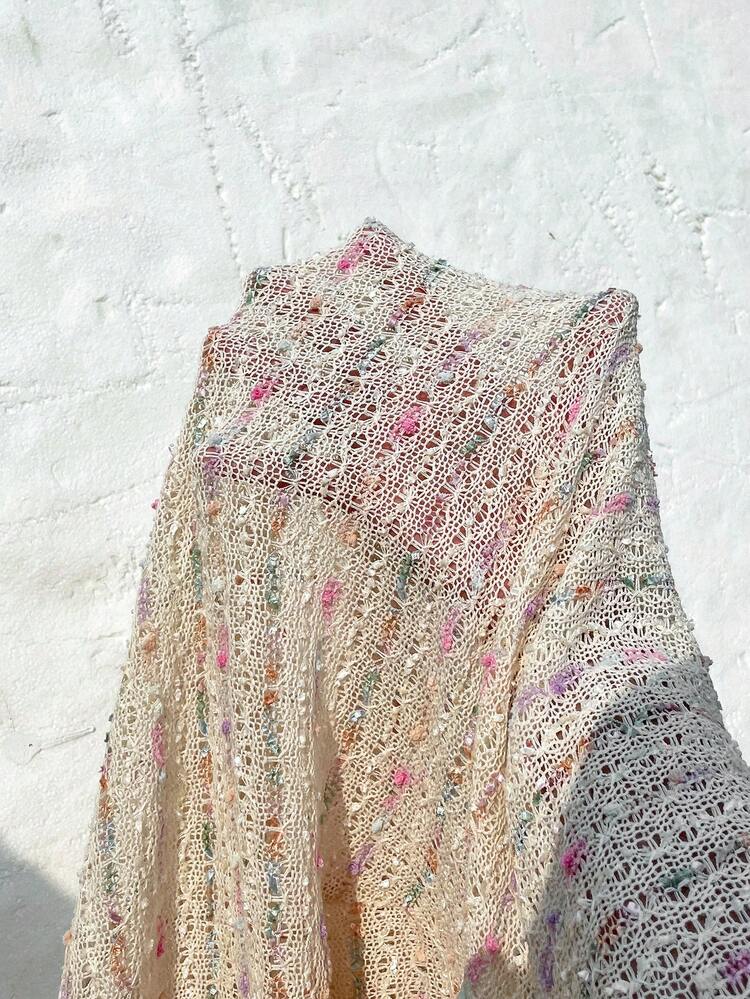 Plus Size Women'S Colorful Hollow Out Long Sleeve Coat