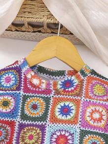 SHEIN Trẻ Cô gái Kiểm tra Vòng cổ Không tay Đầm giản dị , Phổ biến nhất Mùa hè Đối với Các hoạt động ngoài trời - Nhiều màu - Xem 6