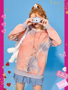 SHEINNeu Women's Tie-Dye Drawstring Hoodie