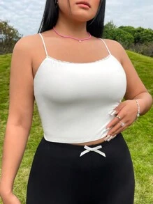 SHEIN EZwear Plus Size Women'S Lace Trim Camisole Tank Top