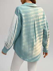 SHEIN Privé Women'S Long-Sleeve Button-Up Shirt - Green - View 2
