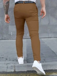 Manfinity Homme Pantalones De Traje De Hombre De Color Sólido - Bronce - Ver 2