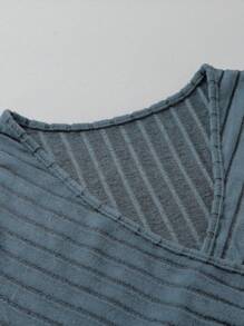 SHEIN Unity Taglie Forti Maglietta incrociato in maglia a coste - Blu verde acqua - Visualizzare 8