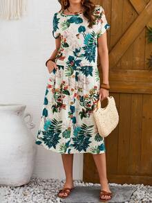 EMERY ROSE Của phụ nữ In thực vật Áo Và Váy Hai chiếc Bộ - Nhiều màu - Xem 3