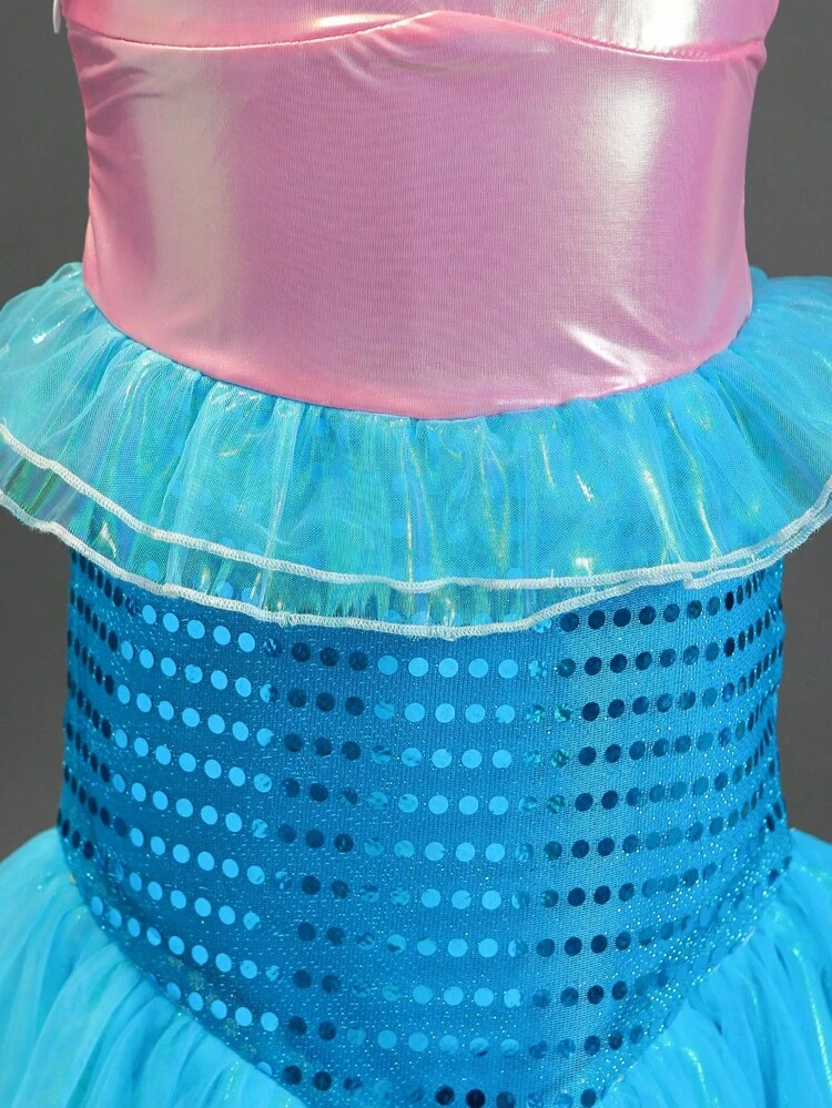 Young Girls' Sequined Mermaid Party Dress, Perfect For Beach Parties & Festivals