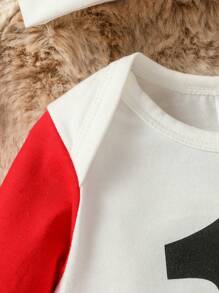 Bộ đồ liền thân cho bé gái chào đón năm mới 2024, cổ tròn, tay áo tương phản, in họa tiết màu sắc, chân dài, trang phục thường ngày đơn giản, thời trang cho mùa thu đông - Nhiều màu - Xem 6