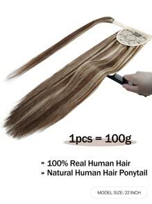 Straight Ponytail Colored Human Hair Extension Hair Extensions - S4/613 - View 2